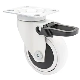 Wagner Design - 3C Lenkrolle soft mit Bremse - Durchmesser Ø 75 mm, weiß, Tragkraft 75 kg - 01237601