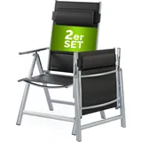 CASARIA Bern Gartenstuhl 57,5 x 69 x 111 cm silber/anthrazit gepolstert klappbar 2 Stück