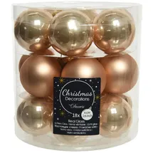 Christmas Decorations Weihnachtskugeln Glas 4cm x 18 Stück kleine Christbaumkugeln beige uni