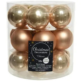 Christmas Decorations Weihnachtskugeln Glas 4cm x 18 Stück kleine Christbaumkugeln beige uni
