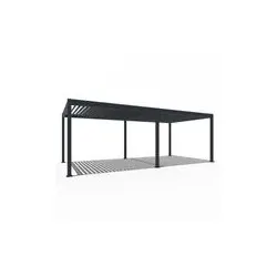 Weide Elektrische Deluxe Pergola mit LED | Voll-Alu-Pavillon | 3,6 x 7,2 M | Lamellendach anthrazit