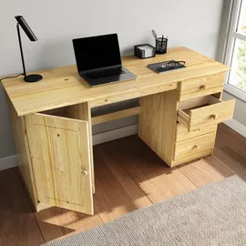 Idimex MANAGER, Schreibtisch Kiefer Massivholz, PC-Schreibtisch, klassisch