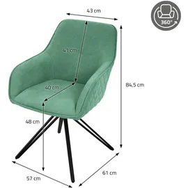 ML-Design Esszimmerstuhl Grün Textil Webstoff 360° Drehstuhl, Armlehnen, Rückenlehne,