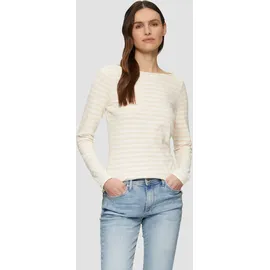s.Oliver Geringeltes Langarmshirt Beige/Weiß XL