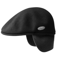Kangol Flat Cap 504 Winter Cap - Schirmmütze mit Ohrenklappen schwarz S/54-55HutX