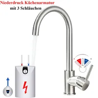 Niederdruck Küchenarmatur Edelstahl 360° Wasserhahn Niederdruck Spültischarmatur