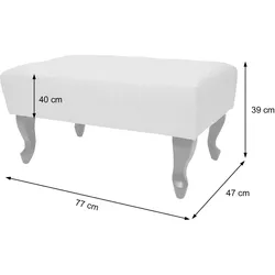 Mendler Ottomane Chesterfield, Sitzhocker Fußablage Hocker, wasserabweisend Stoff/Textil 39x77x47cm ~ grau