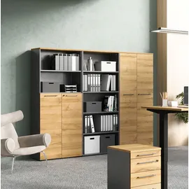 Germania Büromöbel-Set GERMANIA "GW-Agenda", grau (graphit, grandson, eiche, nachbildung), Holzwerkstoff, Arbeitsmöbel-Sets, Büromöbel-Set