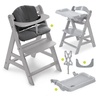 Hochstuhl Alpha Plus Grau im Sparset inkl. Sitzkissen und Essbrett Alpha Tray Grey