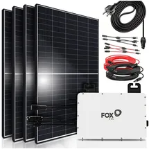 sunniva SUNNIVA® 1700W Balkonkraftwerk komplett Steckdose FOX ESS 800W Micro Wechselrichter PV Solaranlage Komplettset, 4x 425W (1700W) Solarmodule, inkl.5m Kabel, Y-Verteiler, Bluetooth, WIFI