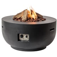 stilwelt24 Happy Cocooning Mania Feuertisch Bowl 19,5 kW rund 91x91x46 cm Beton-Optik schwarz - 2 Jahre Gewährleistung - mind. 14 Tage Rückgaberecht - Schwarz