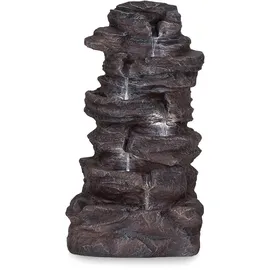 Blumfeldt Stonehenge Solarbrunnen, inkl. Solarpanel, Lithium-ionen-akku (ca. 5h Laufzeit), Led-beleuchtung, Polyresin frostbeständig, für drinnen und draußen Grau