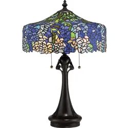 Tischlampe Bürolampe Schreibtischlampe Beistelllampe Tiffany-Glas Stahl H 69 cm