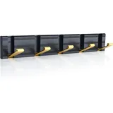 Wandgarderobe Mit 5 Klapphaken, Modernes, Platzsparendes Design In Schwarz Und Gold, Platzsparendes Aluminiummaterial, Robuste Garderobe Für Handtücher, Kleidung Und Hüte