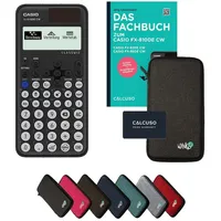 Casio fx-810DE CW inkl. Schutztasche Dunkelgrau & Fachbuch (96 Seiten, DIN A5) – Wissenschaftlicher Rechner – Smart Set