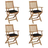 vidaXL Klappbare Gartenstühle 4 Stk. mit Kissen Massivholz Akazie