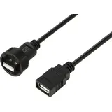 TRU Components USB 2.0-Kabel mit USB-A-Stecker auf IP67-USB-A-Buchse, 0,5m TC-E13T-MU2-MWA/FU2-NWA-0.5PV-S Wasserdichtes Kunststoffkabel