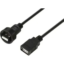 TRU Components USB 2.0-Kabel mit USB-A-Stecker auf IP67-USB-A-Buchse, 0,5m TC-E13T-MU2-MWA/FU2-NWA-0.5PV-S Wasserdichtes Kunststoffkabel
