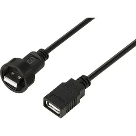 TRU Components USB 2.0-Kabel mit USB-A-Stecker auf IP67-USB-A-Buchse, 0,5m TC-E13T-MU2-MWA/FU2-NWA-0.5PV-S Wasserdichtes Kunststoffkabel
