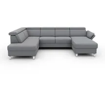 sit&more Wohnlandschaft SIT & MORE "Vincenzo U-Form", grau (hellgrau), B:317cm H:84cm T:93cm, Sofas, Wohnlandschaft, inklusive Kopfteilverstellung, wahlweise mit Bettfunktion, Bettkasten