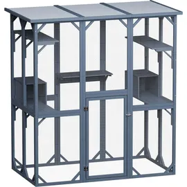 Wiltec Freilaufgehege Katzen 170x88x180cm Katzenfreigehege Holz Aussengehege, Gehege