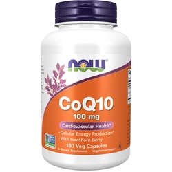 Now Foods CoQ10 100 mg with Hawthorn Berry - Q10 Koenzym mit Hagedorn (180 veg.Kapseln)