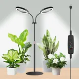 auvstar Pflanzenlampe Vollspektrum,2 Head Grow Lampe with Stand,Pflanzenleuchte Grow Light,Tageslichtlampe Pflanzen Desktop Pflanzenlicht mit Zeitschaltuhr 3 Farbmodi 10 Lichtstärken (Desktop)