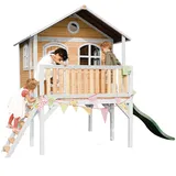 Axi Spielhaus Sophie 380 x 274 x 212 cm Braun/Weiß mit Rutsche Grün