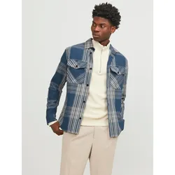 Langarmhemd »JPRCCROY SPRING CHECK OVERSHIRT L/S SN«, Gr. M - N-Gr, dark denim, , 92959855-M N-Gr