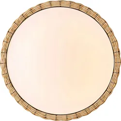 Licht-Erlebnisse Deckenleuchte DROLSWIG Natur Weiß Rattan Metall LE116016