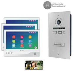 1 Familienhaus mit Gesichtserkennung, 7zoll Monitor, 2 Draht BUS WLAN Video-Türsprechanlage, 2 Megapixel HD Kamera, 170 Grad Weitwinkel- Außenstation
