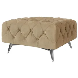 s-style möbel Chesterfield Polsterhocker River Mit Metall Füßen, Beige Samt