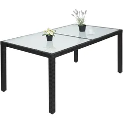 Poly-Rattan Esstisch HWC-F49, Esszimmertisch Gartentisch Tisch, 150x90cm ~ anthrazit