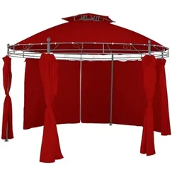 Lex Pavillon ⌀3,5 m Gartenpavillon wasserdicht inkl. Seitenteile Pergola burgundrot : Burgundrot