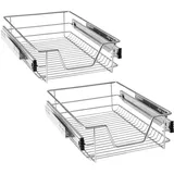 HENGMEI 2X Küchenschrank Teleskopschublade 40cm Schrankauszug Ausziehbare Ablage Küchenschubladen Organizer Küchen Regal Korbauszug Schlafzimmerschublade Vollauszug 20kg Belastbar