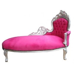 Casa Padrino Chaiselongue Barock Chaiselongue „King“ Pink / Silber- Antik Stil Möbel