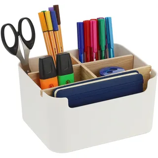 Relaxdays Schreibtisch Organizer 5 Fächer Weiß