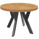 Dekori Möbel Runder Ausziehbarer Tisch für Esszimmer mit Holzbeinen, Pero, Loft-Stil, Skandinavische, Durchmesser Varianten: von 90 bis 220 cm (Eiche Lancelot/Schwarz, 100/150 cm)