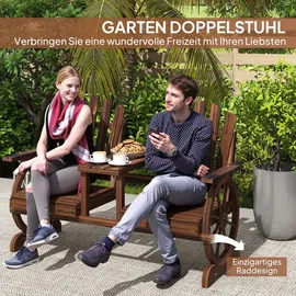 Outsunny Gartenbank 154 x 65 x 102 cm Verkohlt
