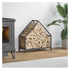 vidaXL Kaminholzregal Kaltgewalzter Stahl 60 x 25 x 60 cm Schwarz