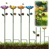 4 Stück Vogeltränke,Bienentränke,Insektentränke,Handgefertigte Metall Flower Outdoor-Vogelfutterstation,Gartenstecker aus Metall,für Garten, Hof, Terrasse