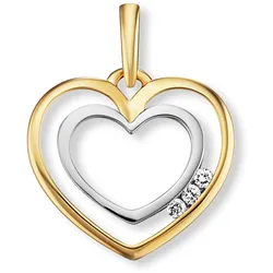 Ketten-Anhänger ONE ELEMENT "0.03 ct Diamant Brillant Herz Anhänger", gold, Schmuckanhänger, Damen, 0,03 ct, Gelbgold 585-Gold-Diamanten, Gelbgold 585, Gold, Diamanten, aus 585 Gelbgold – zeitlos schön – für besondere Momente gemacht