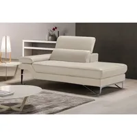 Ottomane EGOITALIANO "Princess, elegantes Designsofa mit erstklassigem Sitzkomfort", weiß (paper), B:177cm H:95cm T:108cm, Leder »BULL« (echtes Rindsleder). Geschliffenes, pigmentiertes und behandeltes Rindsleder mit einer Dicke von 1, 3-1, 5 mm. Dieses Leder zeigt eine ziemlich weiche Hand mit einem halb undurchsichtigen Aussehen. Es handelt sich um ein geschütztes Leder. Eine leichte Deckschicht schützt sie vor Flecken, ohne ihre ursprünglichen Eigenschaften zu verändern. Die geschützten Leder kombinieren die Vorteile von Natürlichkeit und Weichheit mit einer guten Beständigkeit gegen Verschleiß und Ausbleichen. Das Vorhandensein der charakteristischen Zeichen, die das Leben des Tieres bestimmen, wie Narben, Körnungsunterschiede, Falten, Adern, Disharmonien in Farbtönen, beweisen ihre absolute Echtheit und großen Wert., Sofas, Ottomane, inkl. verstellbarem Kopfteil und edle Designmetallfüße