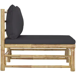 vidaXL Garten-Mittelsofa mit Dunkelgrauen Kissen Bambus