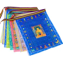 aolamegs Tibetische, buddhistische Gebetsfahnen (40 Stück) für den Außenbereich, Meditationsfahnen, traditionelle fünf Elemente, Satin, Windpferd, Lungta-Gebetsfahnen, 27,9 x 35,6 cm