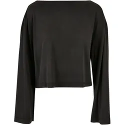 Langarmshirt URBAN CLASSICS "Urban Classics Damen", Damen, Gr. XS, schwarz, 77% Modal, 23% Polyester, unifarben, casual, oversize, U-Boot-Ausschnitt, Langarm, Shirts