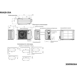 Daikin Außengerät RXA-A8 Typ 35, Inverter, 550x765x285mm, 230V R32, RXA35A8 Teilklimaanlage Klimaanlageneinheit Außen Weiß
