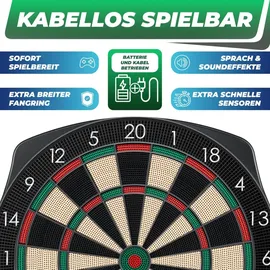 Kesser KESSER® Elektronische Dartscheibe Profi Set - E Dartboard mit 15 Dartpfeile + 35 Pro Flights 100 Pfeilspitzen + Zubehör Dart für 1 bis 8 Spieler