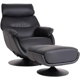MCW Relaxsessel MCW-K99 Kunstleder 75 x 112 x 87 cm Schwarz mit Hocker