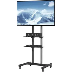 VEVOR Mobiler TV-Ständer Mobiler TV-Wagen für 32-70-Zoll-Fernseher mit Rollen und einem Tablett
